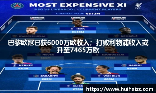 巴黎欧冠已获6000万欧收入；打败利物浦收入或升至7465万欧